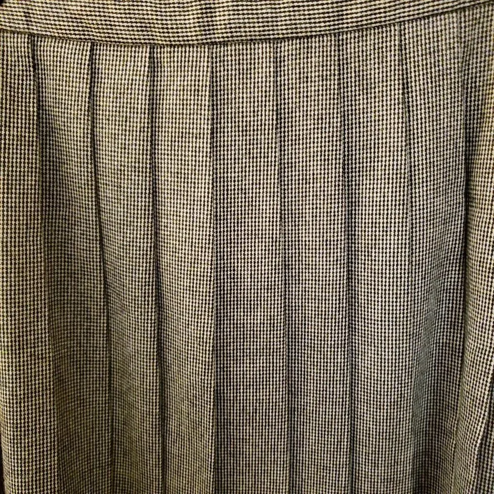 Vintage Evan Picone Wool Blend* Plaid Pleated  A-Line Midi Skirt Size L* EUC